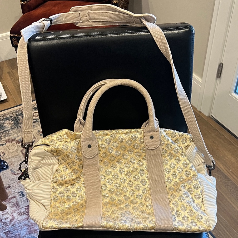 Beige and Gold sparkly Women's weekend bag